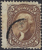 VEGAS - 1863 Jefferson 5c - Scott 76 - Pulled Perf Upper Right Corner