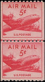 VEGAS - 1948 Airmail 6c -Scott C37 - Joint Line Pair - MNH, OG