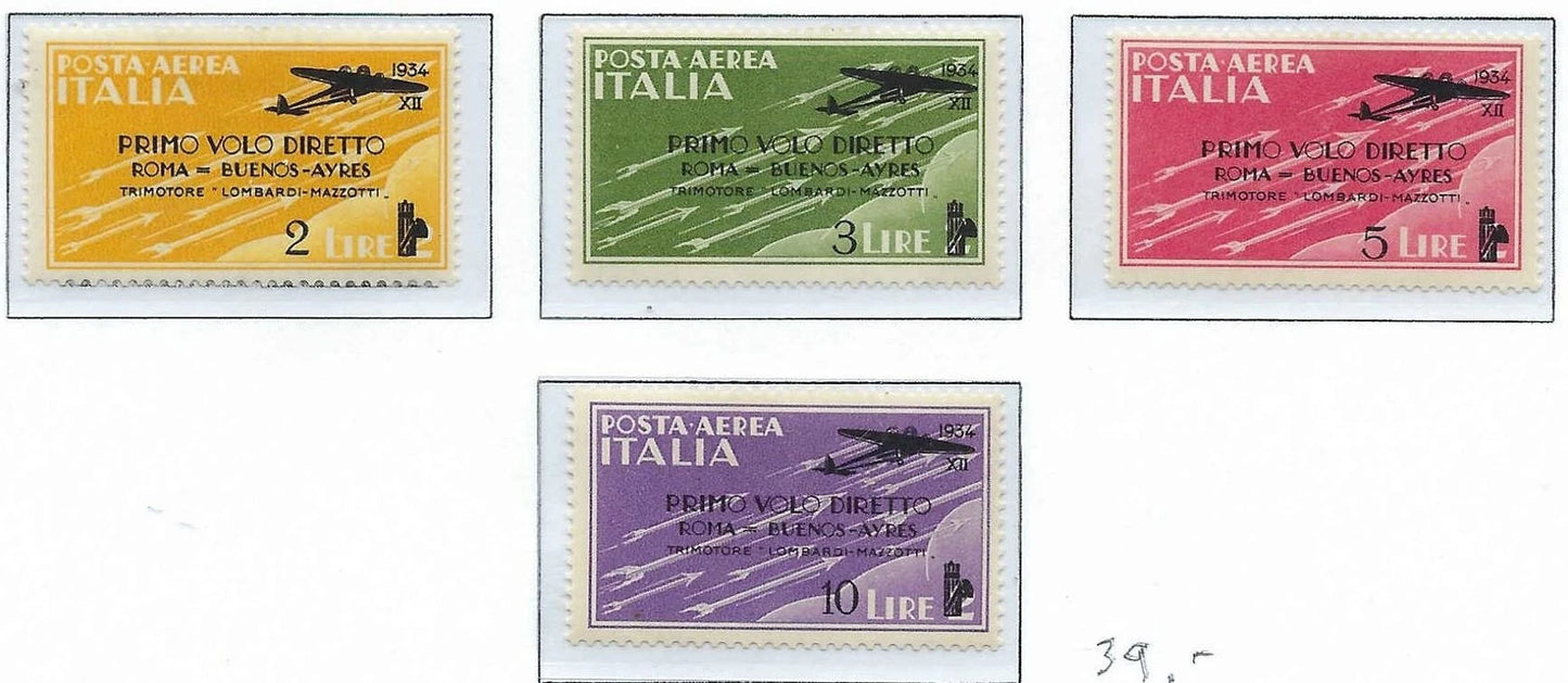 1934 Italy Air Post Set -Scott C52-C55 - MH OG