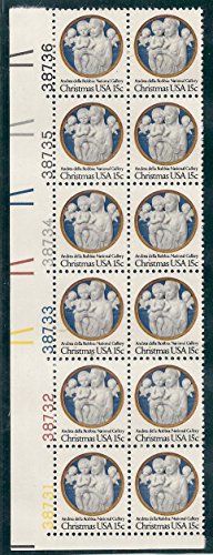 1978 Christmas Madonna Plate Block of 12 15c Postage Stamps, Scott1768, MNH, OG