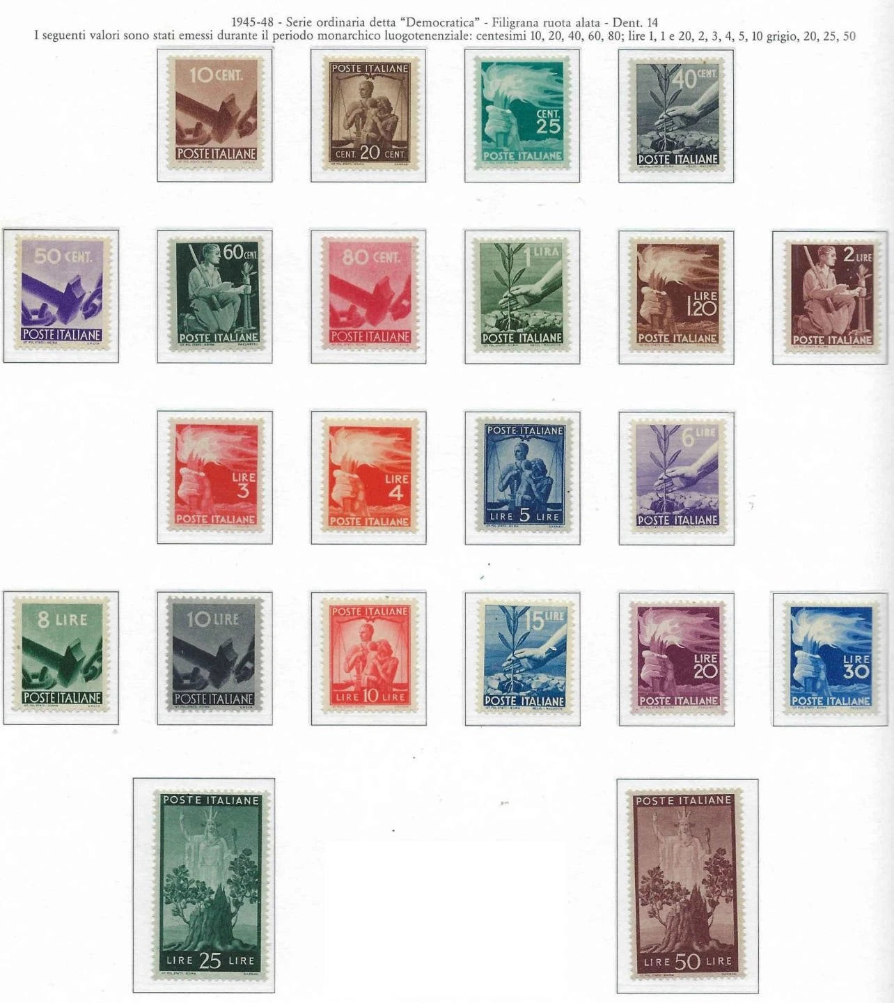 1945 Italy - Scott 463-476 - All MNH, Clean Undisturbed OG! -Choice! -Cat= $175!