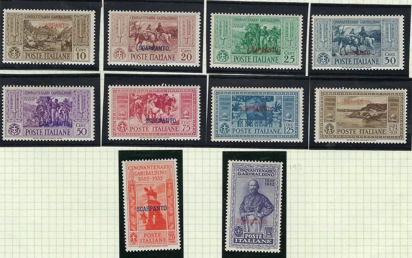 1932 Italy Offices In Scarpanto Scott 17-26 - All Mint Lightly Hinged! - Choice