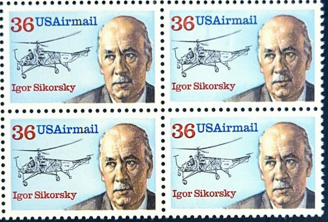 1988 Igor Sikorsky- Airmail- Block Of 4 36c Postage Stamps -Scott C119, - MNH, OG