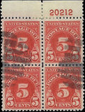 VEGAS - 1930 Postage Due 5c - Scott J73 - Block with Plate Number - P11 - READ