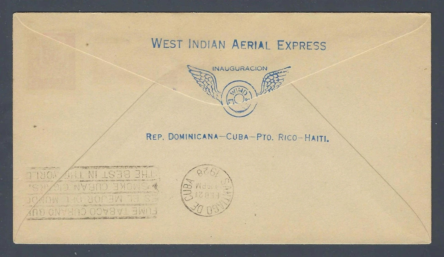 1928 Santo Domingo First Flight Airplane Santa Maria B L Rowe Pilot Signed
