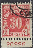 VEGAS - 1930 Postage Due 30c - Scott J75 - Used With Plate Number -Centering! -P11