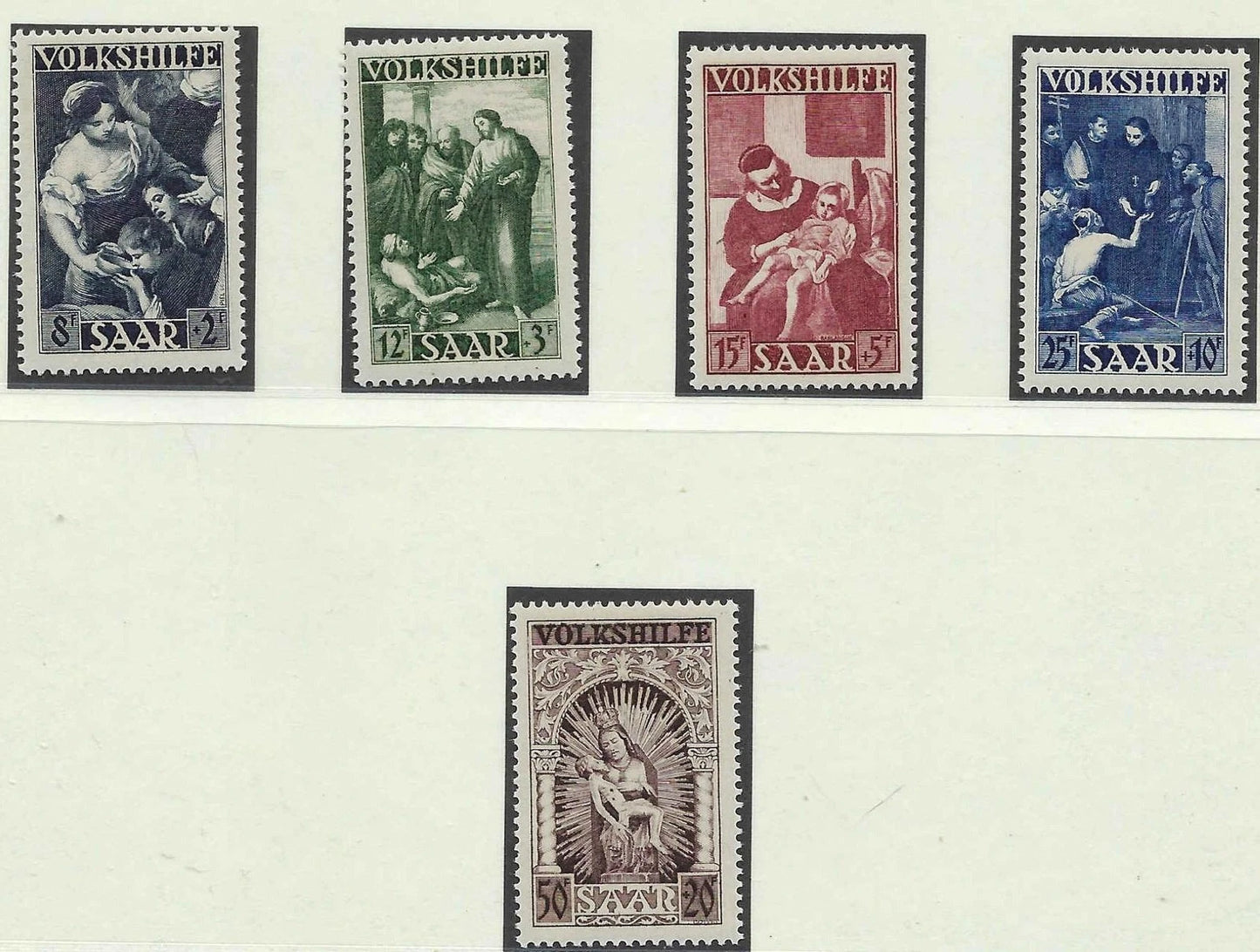 1949 Saar Semi Postal Set - Scott B69-B73 - MNH, Undisturbed OG