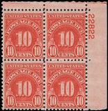 VEGAS - 1931 Postage Due 10c - Scott J84 Wet - Plate Block - MNH, Undisturbed OG