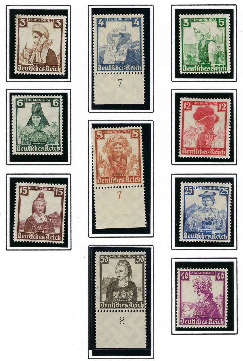1935 Germany Set - Sc# B69-B78 - MNH, Undisturbed OG - All Post Office Fresh!