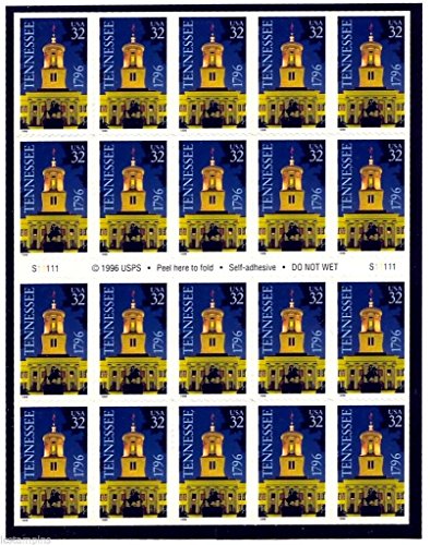 1996 Tennessee Bicentennial Booklet Pane of 20 32-cent Postage Stamps, Sc 3071