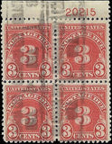 VEGAS - 1930 Postage Due 3c - Scott J72 - Block With Plate Number - P11 - FN1076