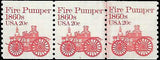 VEGAS - 1981-84 Scott 1908 Fire Pumper - Coil Line Triplet -Plate 7, MNH, OG -EZ10