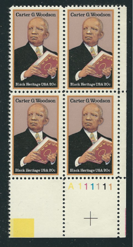 1984 - Carter G. Woodson Plate Block Of 4 20c Postage Stamps - MNH - Scott 2073 - CW386f