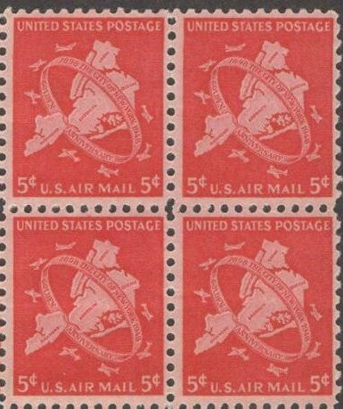 1948 New York Five Boroughs Airmail Block Of 4 5c Postage Stamps - Scott C38 - MNH - CW408b