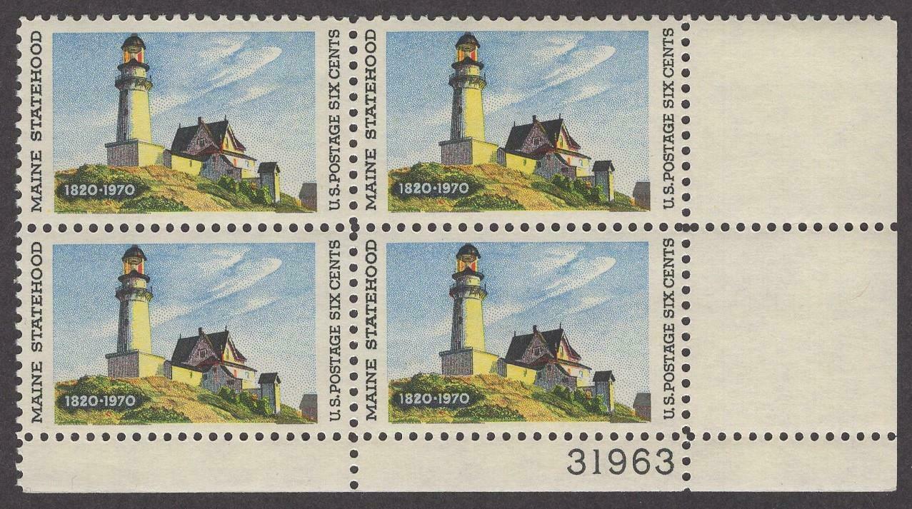 1970 Maine Statehood Plate Block Of 4 6c Postage Stamps - MNH, OG - Scott 1391 - CX292