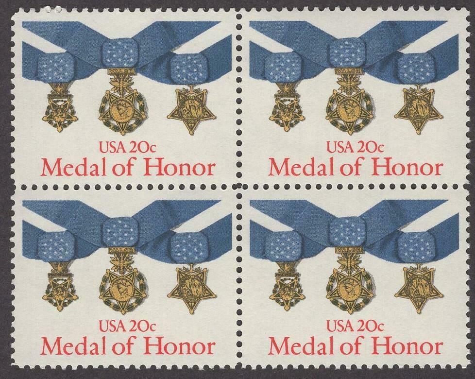 1983 USA Medal Of Honor Block Of 4 20c Postage Stamps - Scott 2045 - MNH, OG - CW251a