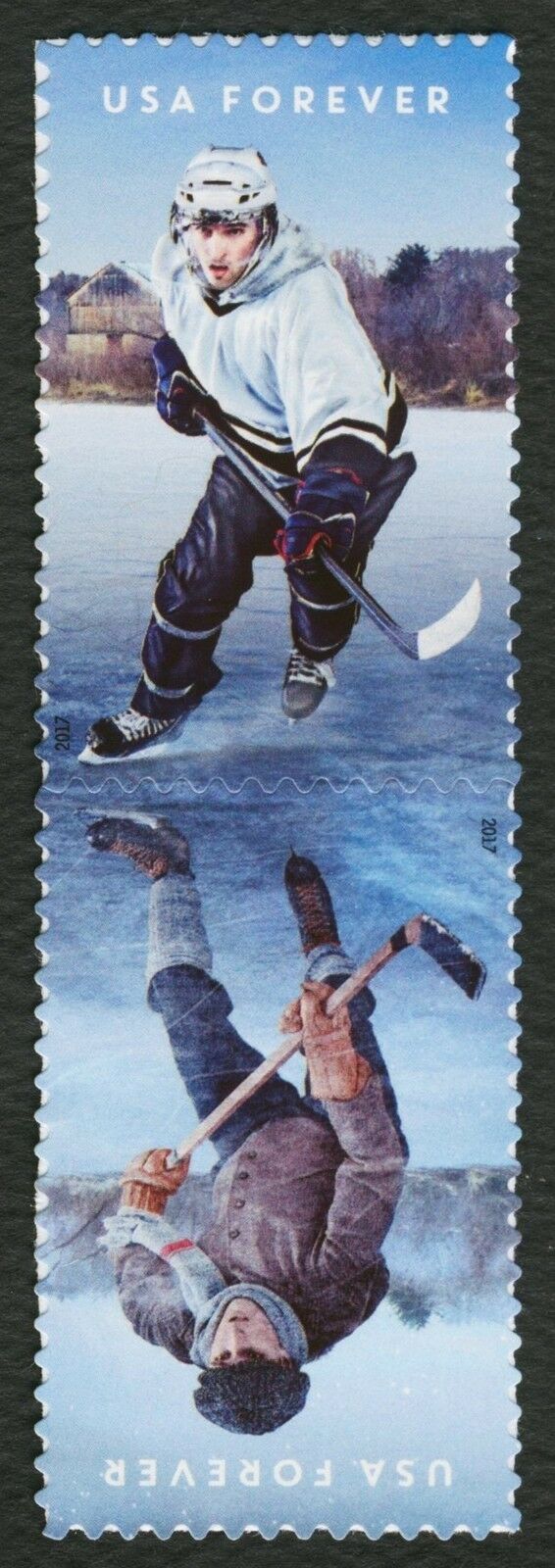 2017 History Of Ice Hockey Connected Pair of "Forever" Postage Stamps - MNH, OG - Scott 5252-5253