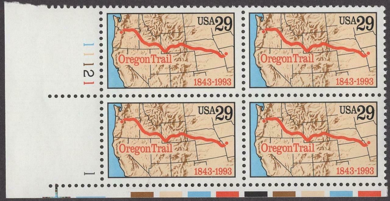 1993 Oregon Trail Plate Block of 4 29c Postage Stamps - MNH, OG - Scott 2747