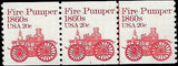 VEGAS - 1981-84 Scott 1908 Fire Pumper - Coil Line Triplet - Plate 1, MNH, OG -EZ9