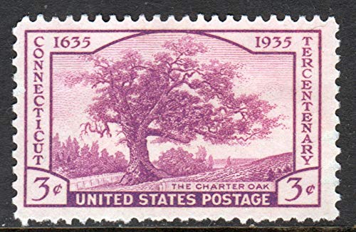 1935 Charter Oak, Connecticut Tercentenary Single 3c Postage Stamp -Scott 772 - MNH,OG