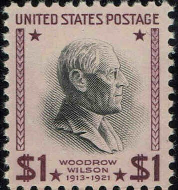 1938 President Woodrow Wilson Single $1 Postage Stamp - Scott 832 - MNH,OG