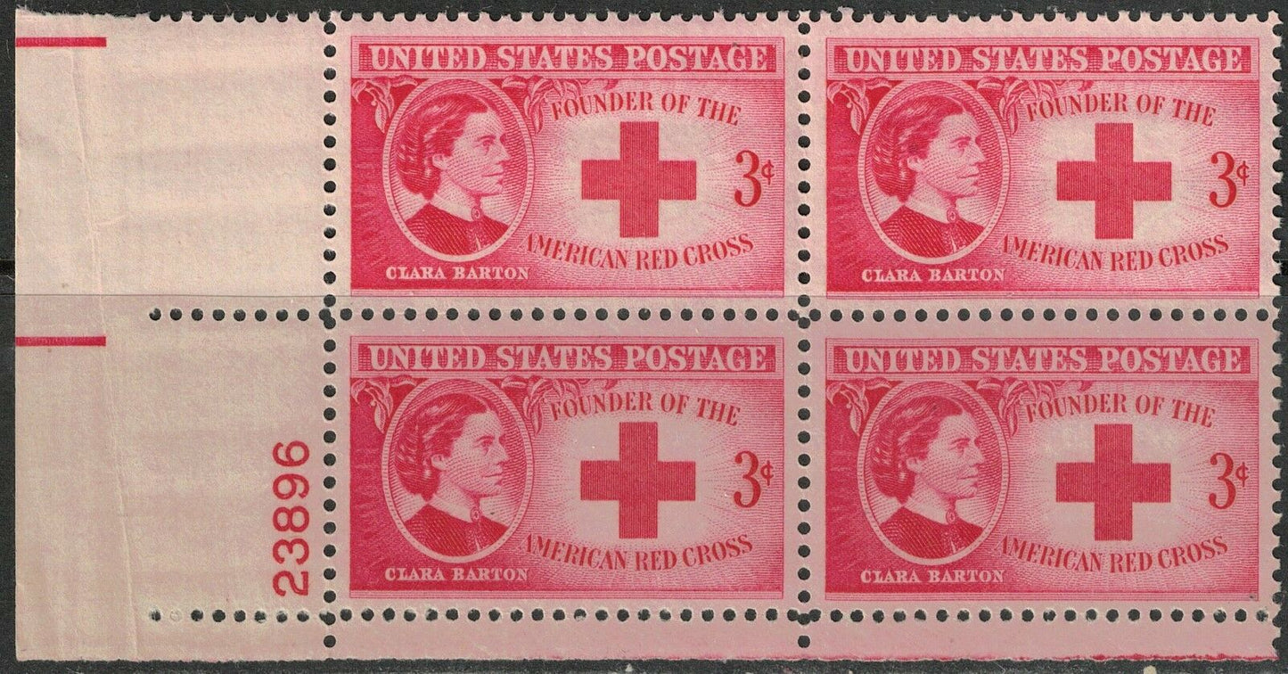 1948 Clara Barton Red Cross Founder Plate Block of 4 3c Stamps - MNH, OG - Scott 967 - CX933