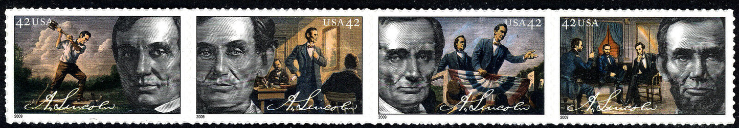 2009 Abraham Lincoln Strip of 4 42c Scott 4380-4383 - MNH - DM124