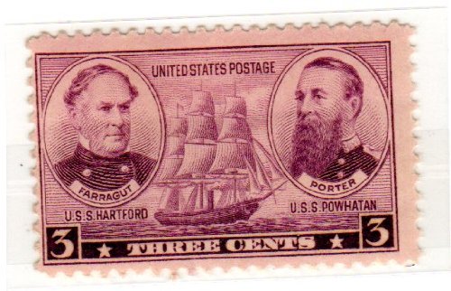 1937 David G. Farragut and David D. Porter Single 3c Postage Stamp - Scott 792 - MNH,OG