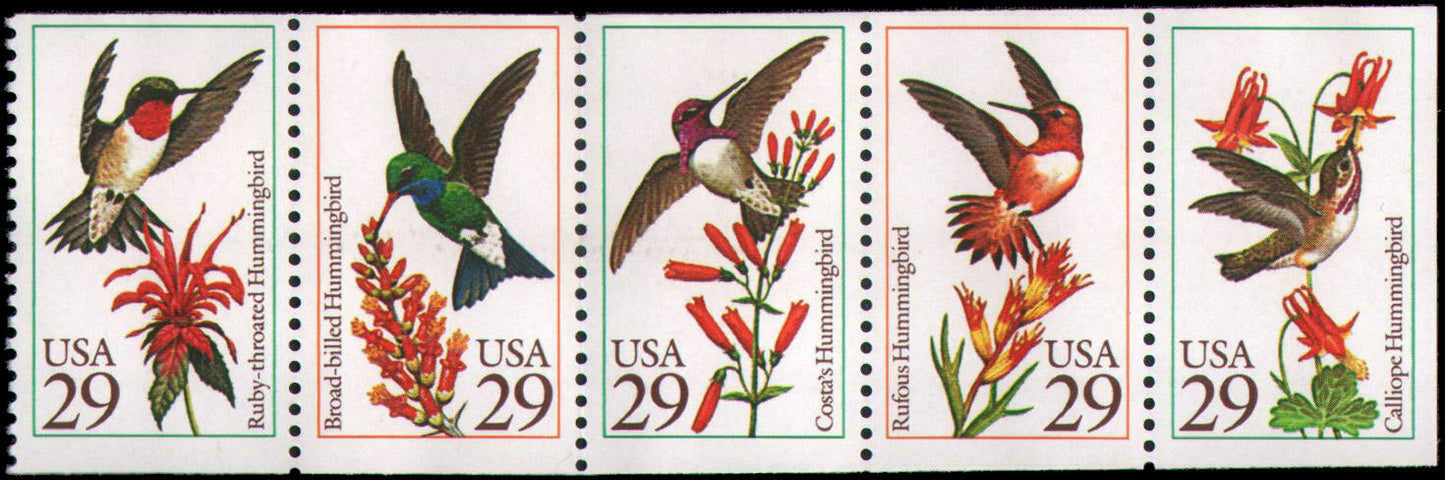 1992 Hummingbirds Booklet Pane Of 5 29c Postage Stamps - Scott 2642-2646 - MNH, OG - CX529a