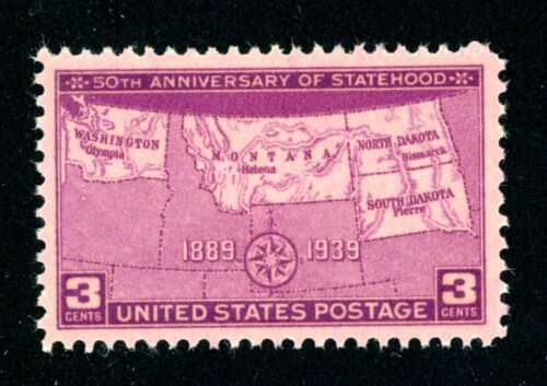 1939 Statehood Anniversary (4 States) Single 3c Postage Stamp -Scott 858 - MNH,OG