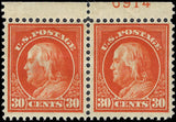 VEGAS - 1912-14 - Scott420 30c Franklin Plate # Pair MH OG - Thins - Read