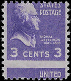 VEGAS - 1938 - Scott807 3c Jefferson Prexie Drastic Miss-Perforation - MNH, OG