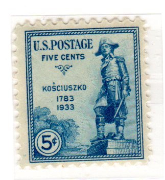 1933 Statue of Gen. Tadeusz Kosciuszko Single 5c Postage Stamp -Scott734 - MNH,OG