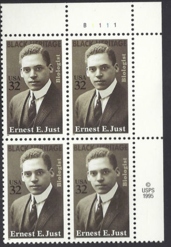 1996 Ernest E. Just Plate Block Of 4 32c Postage Stamps - MNH - Scott 3058 - CW361