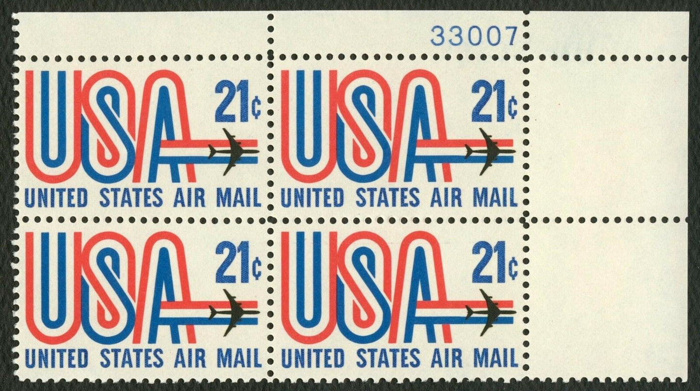 1971-73 USA & Jet Plate Block Of 4 21c Postage Stamps - MNH, OG - Scott C81- CX432