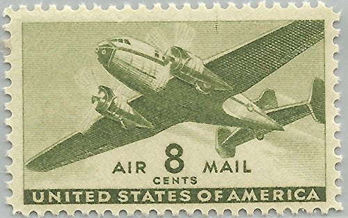 1941 Twin Motor Transport Single 8c Airmail Postage Stamp - Scott C26 - MNH,OG