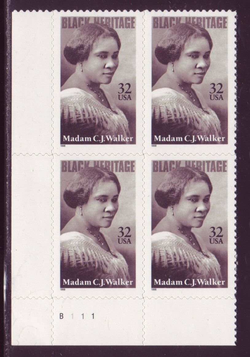 1998 - Madam C.J. Walker Plate Block Of 4 32c Postage Stamps - Scott - 3181 - MNH, OG - CX847