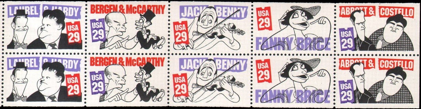 1991 Comedians By Hirschfeld Booklet Pane Of 5 29c Postage Stamps - Scott 2562-2566 - MNH, OG - CX538