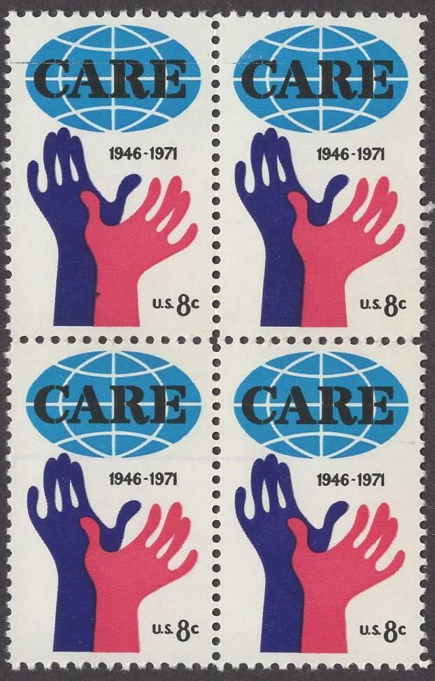 1971 Care For the Needy Block of 4 8c Postage Stamps - MNH, OG - Scott 1439