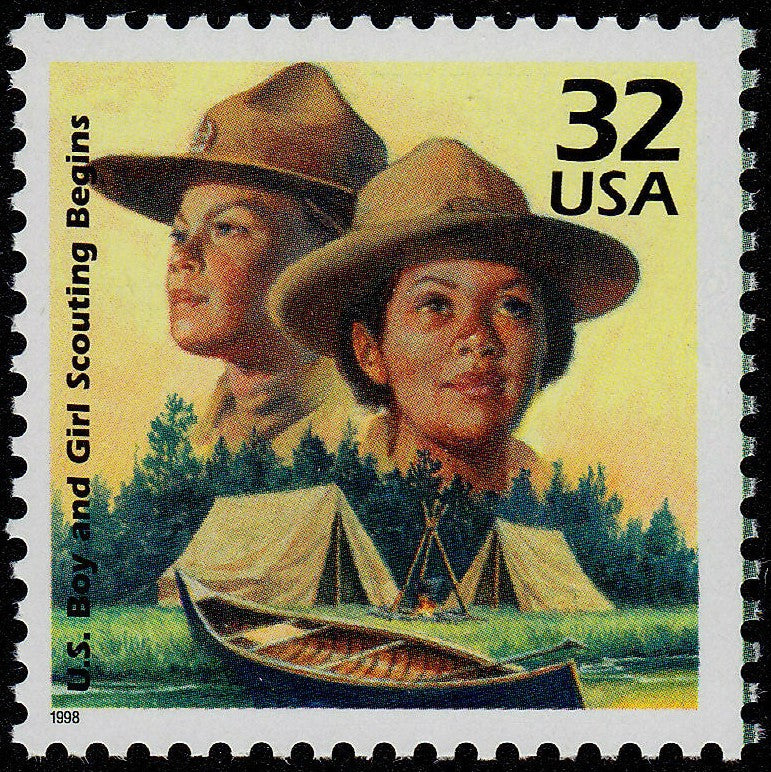 1998 Boy & Girl Scouts Scouting Founding Single 32c Postage Stamp - MNH, OG - Scott 3183j