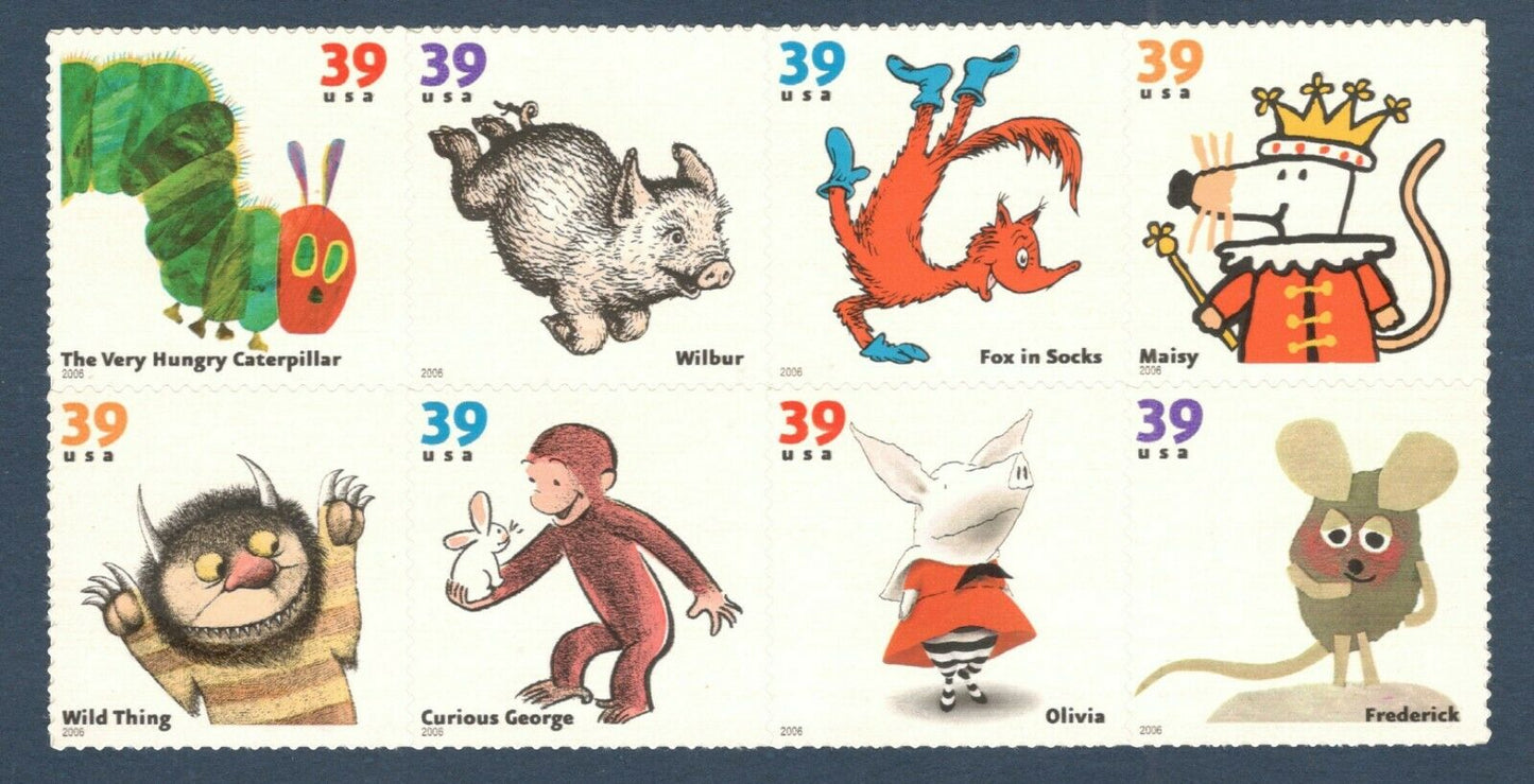 2006 Favorite Children's Book Animals Block Of 8 39c Postage Stamps - Scott 3987-3994 - DR102a