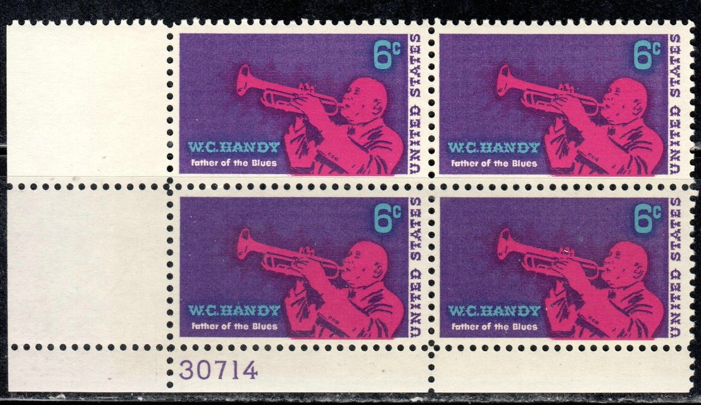 1969 WC Handy Plate Block Of 4 6c Stamps - MNH, OG - Scott# 1372 - CX357