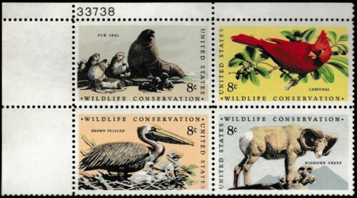 1972 Wildlife Conservation Plate Block Of 4 8c Postage Stamps - MNH, OG - Scott 1464-1467 - CX314