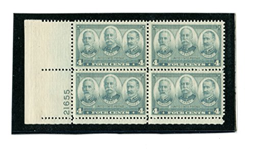 1937 Sampson, Dewey, and Schley Plate Block of 4 4c Postage Stamps - Scott 793 - MNH,OG