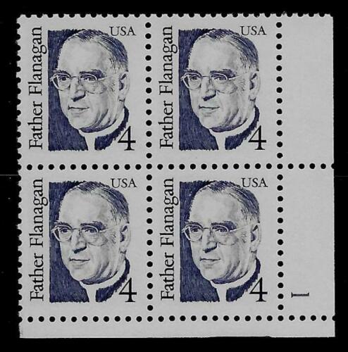 1986 Father Flanagan Plate Block of 4 4c Postage Stamps - MNH, OG - Scott 2171