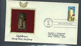 VEGAS - 1990 First Day Cover Golden Replica Sandy Hook, NJ Lighthouse - FG107