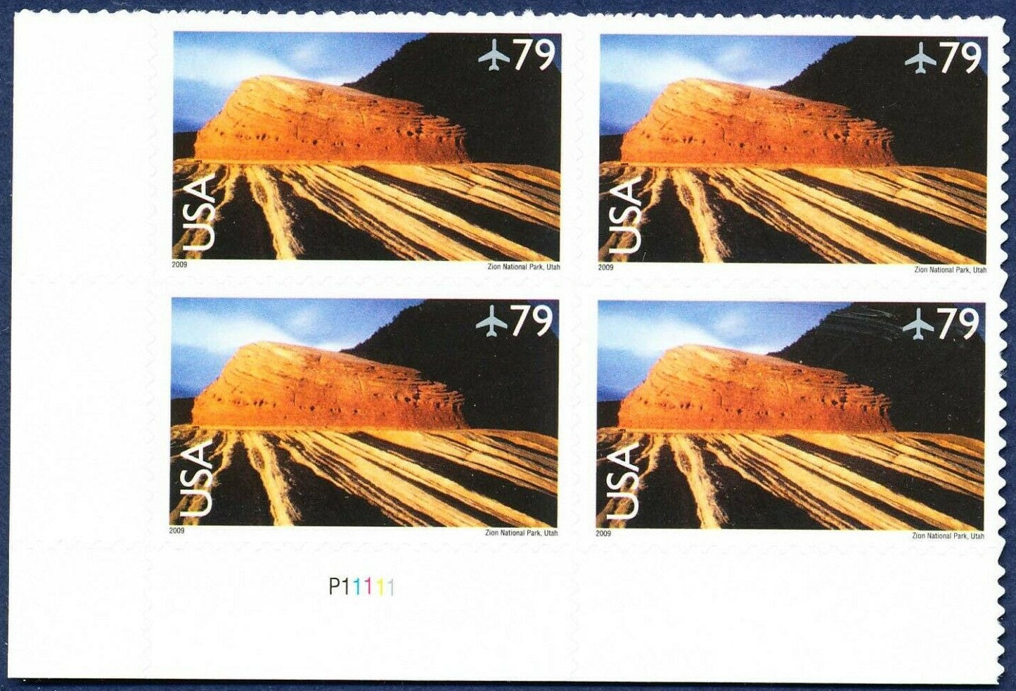 2009 Zion National Park, UT Plate Block of 4 79c Postage Stamps - MNH, OG - Scott C146