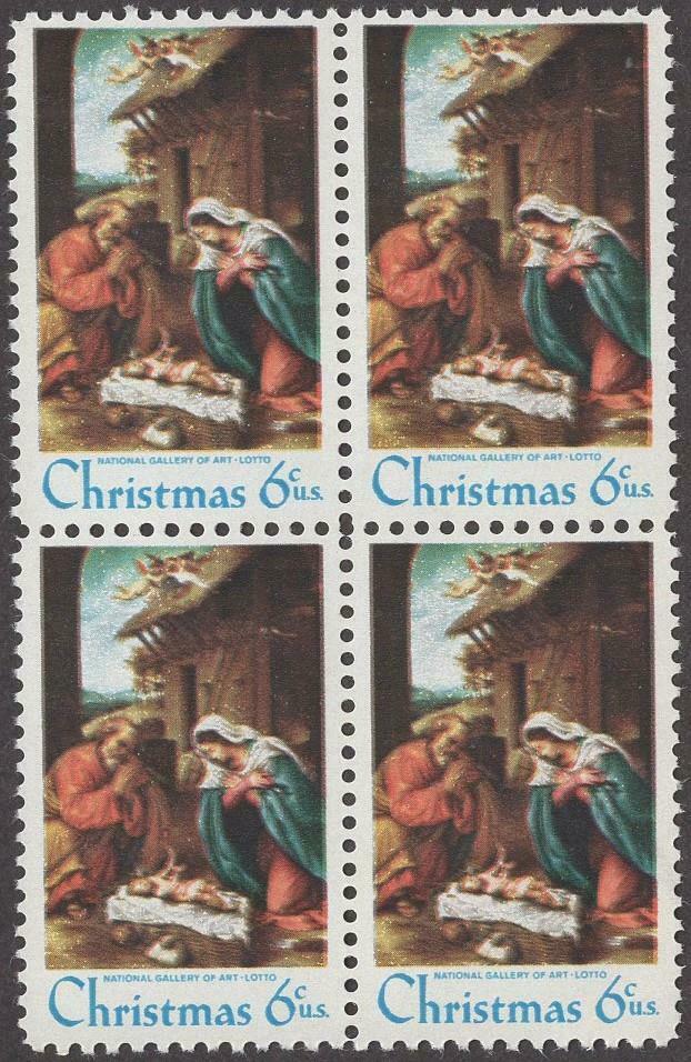 1970 -Christmas Nativity Block Of 4 6c Postage Stamps - Scott 1414 - MNH, OG - CW300