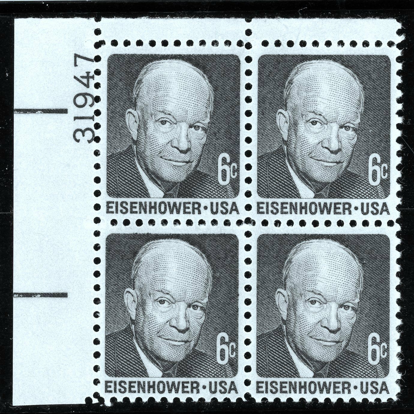 1970 Dwight D Eisenhower Plate Block Of 4 6c Postage Stamps - MNH, OG - Scott 1393 - CX366