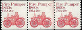 VEGAS - 1981-84 Scott 1908 Fire Pumper - Coil Line Triplet - Plate 8, MNH, OG -EZ5